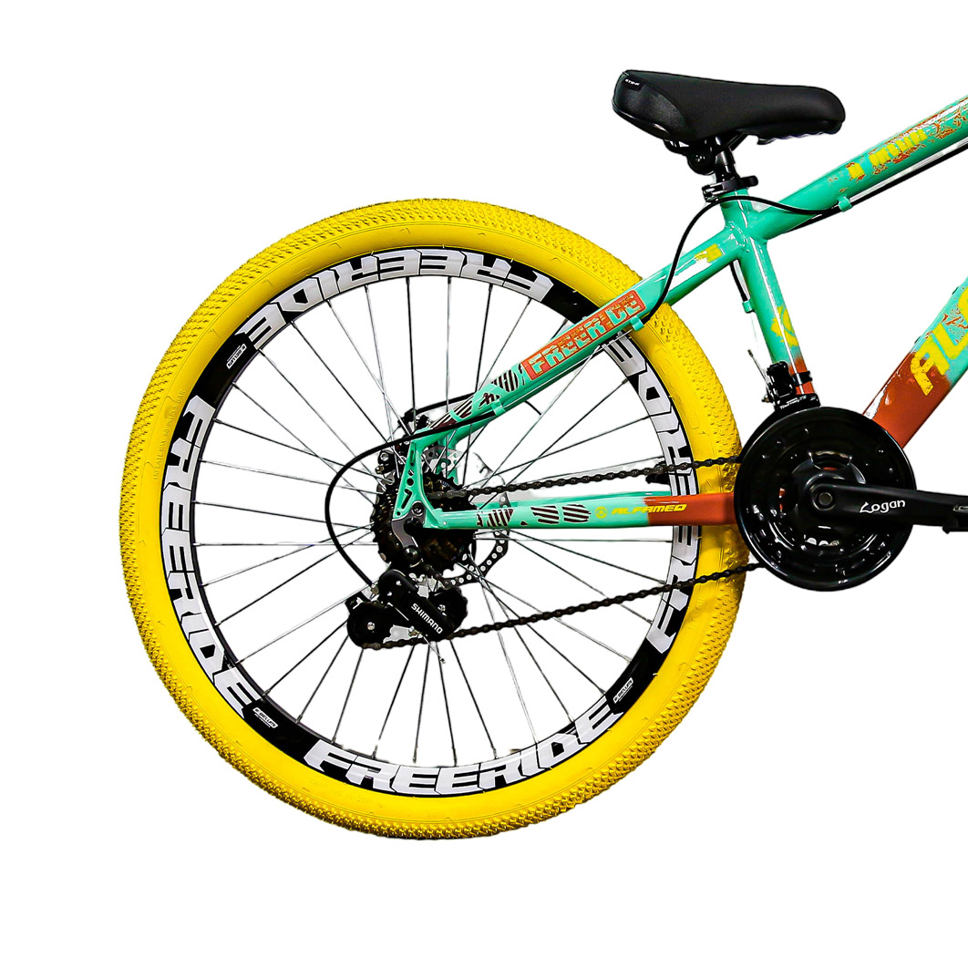 Bicicleta de Grau Alfameq Na Quebrada Freeride 21v Shimano-Verde Água/Amarelo-13