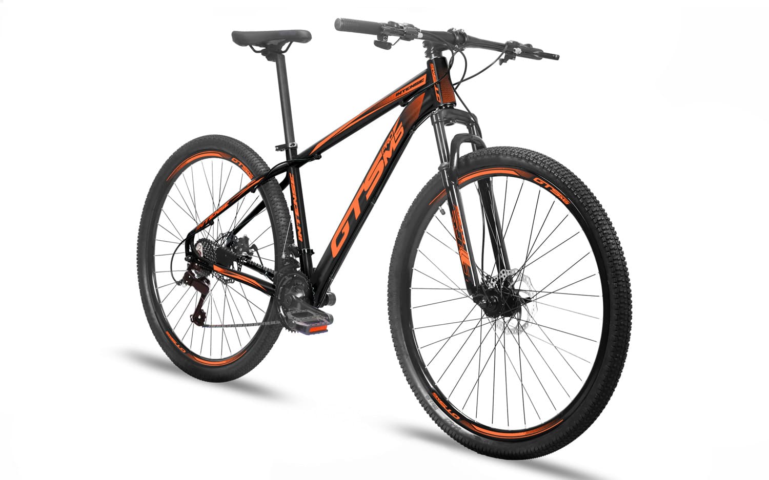 Bicicleta Aro 29 GTS PROM5 Intense Freio a Disco 21 Marchas-Preto/Laranja-19
