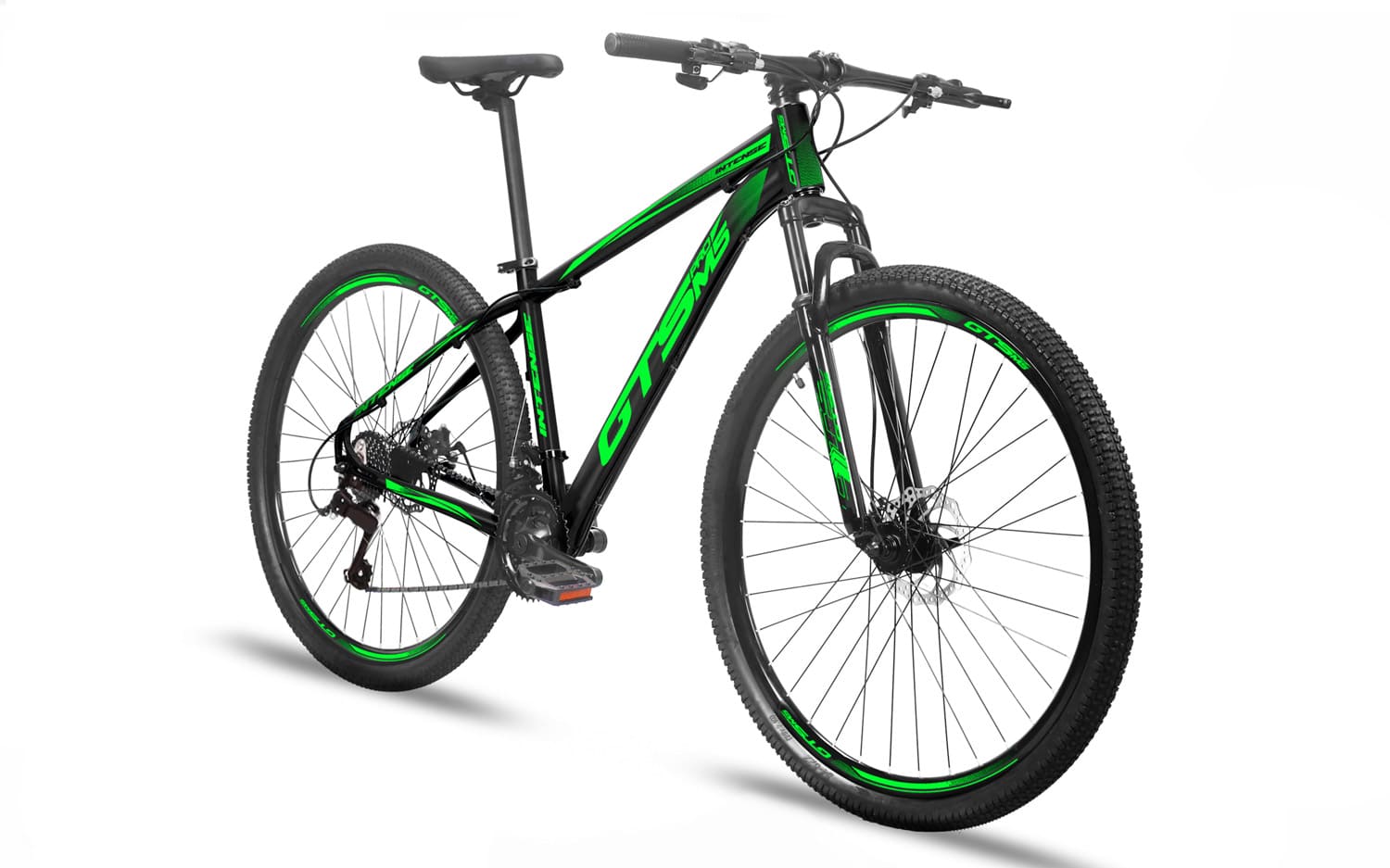 Bicicleta Aro 29 GTS PROM5 Intense Freio a Disco 21 Marchas-Preto/Verde-19