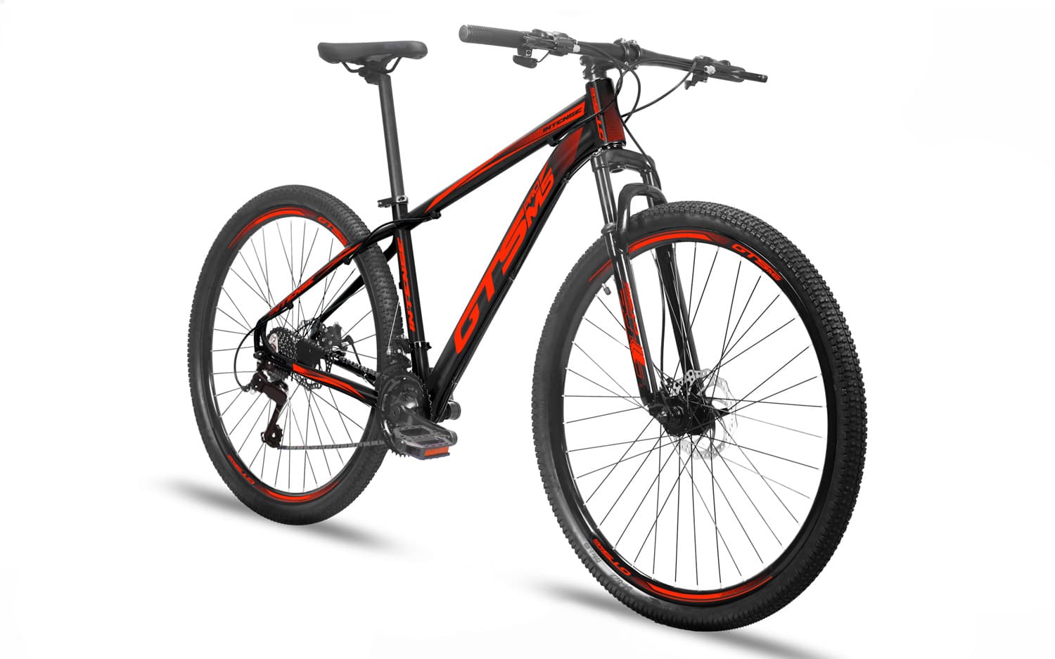 Bicicleta Aro 29 GTS PROM5 Intense Freio a Disco 21 Marchas-Preto/Vermelho-21