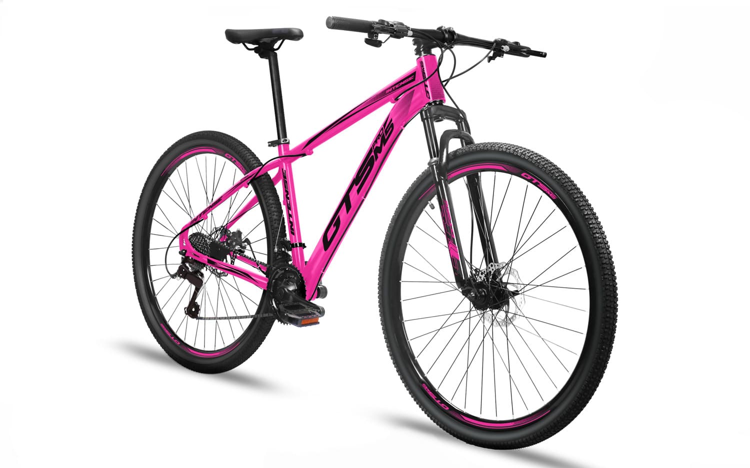 Bicicleta Aro 29 GTS PROM5 Intense Freio a Disco 21 Marchas-Rosa/Preto-17