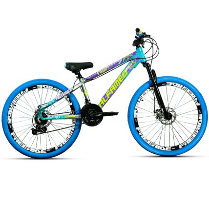 Bicicleta de Grau Alfameq Na Quebrada Freeride 21v Shimano-Cinza/Azul-13