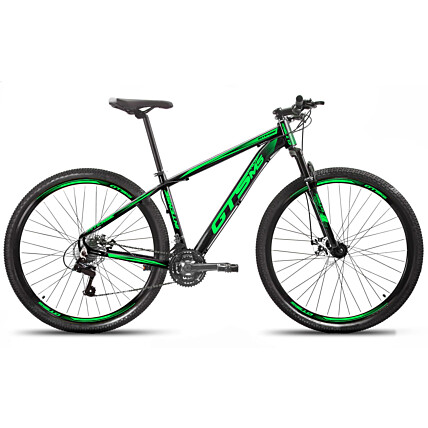 Bicicleta Aro 29 GTS PROM5 Intense Freio a Disco 21 Marchas-Preto/Verde-21