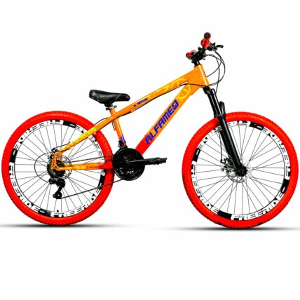 Bicicleta de Grau Alfameq Na Quebrada Color Freeride 21v Shimano-Laranja/Vermelho-13