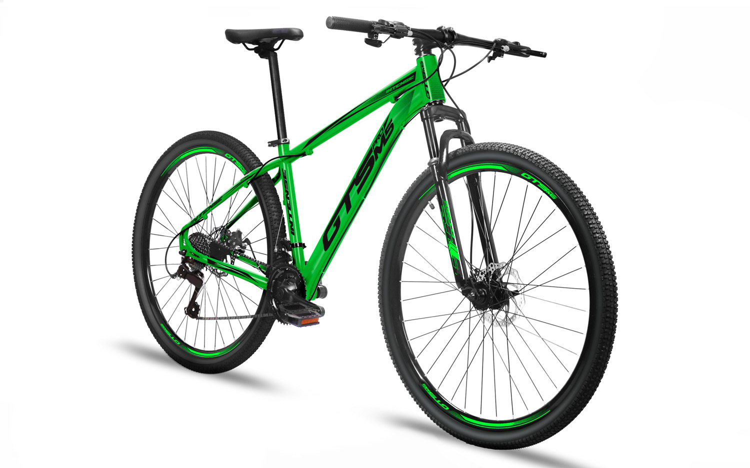 Bicicleta Aro 29 GTS PROM5 Intense Freio a Disco 21 Marchas-Verde/Preto-19